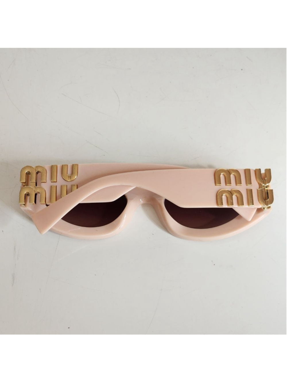 MIU MIU NEW Pink Gold Oval Sunglasses SMU11WS - Picture 9 of 10